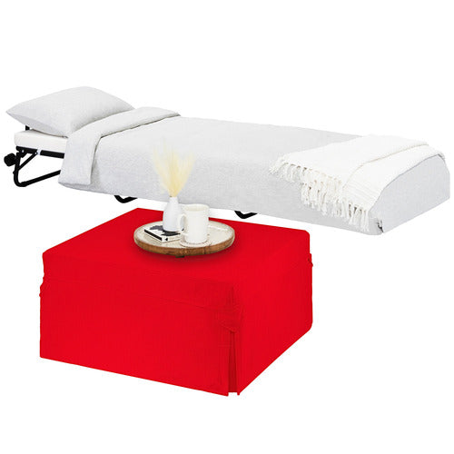 DECOR TRADERS FOLDLUX CONVERTIBLE OTTOMAN SOFA BED WITH CASTORS & SLIPCOVER