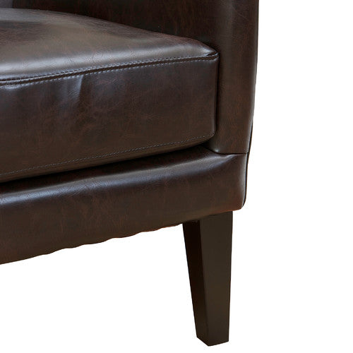 FURNITURE MARKET BARCLAY FAUX LEATHER WING BACKED ARMCHAIR