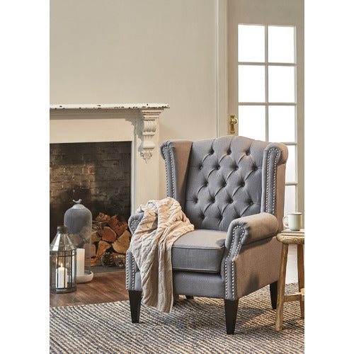 HYDE PARK HOME GREY DUKE WINGBACK ARMCHAIR