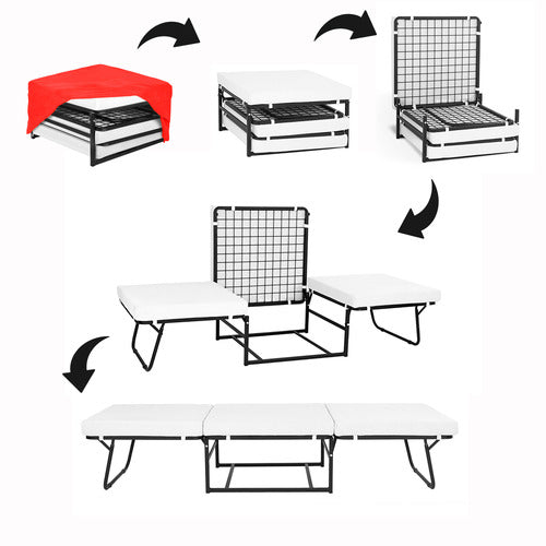 DECOR TRADERS FOLDLUX CONVERTIBLE OTTOMAN SOFA BED WITH SLIPCOVER
