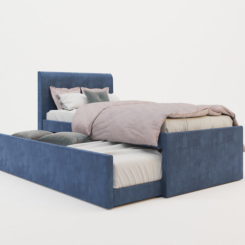 RAWSON & CO SELINA VELVET KING SINGLE BED WITH TRUNDLE
