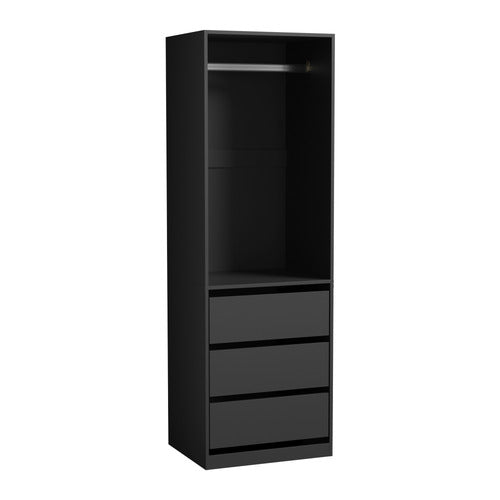 LIVING FUSION BLACK CASSANDRA 3 DRAWER WARDROBE