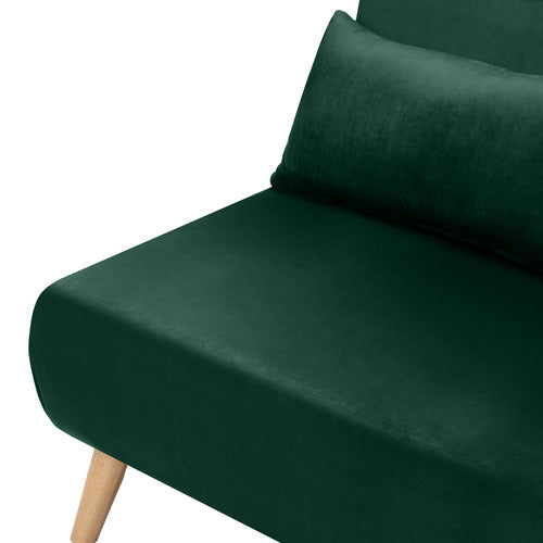 DARK GREEN AERO VELVET DOUBLE SOFA BED