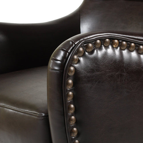 FURNITURE MARKET BARCLAY FAUX LEATHER WING BACKED ARMCHAIR