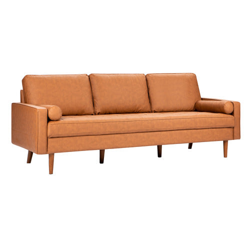 TAN STOCKHOLM FAUX LEATHER SOFA
