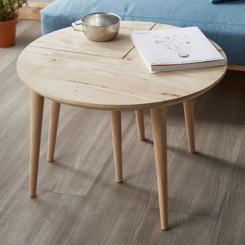 MAJA ANSEL DESIGN 2 PIECE PIZZA RUBBERWOOD COFFEE TABLE SET