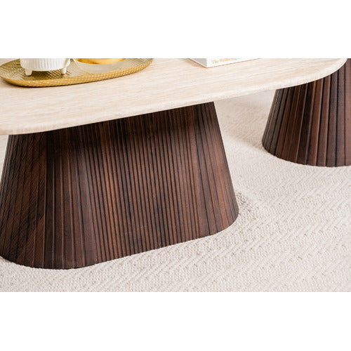 KEYS ROAD DESIGNS THEIA TRAVERTINE-LOOK COFFEE TABLE