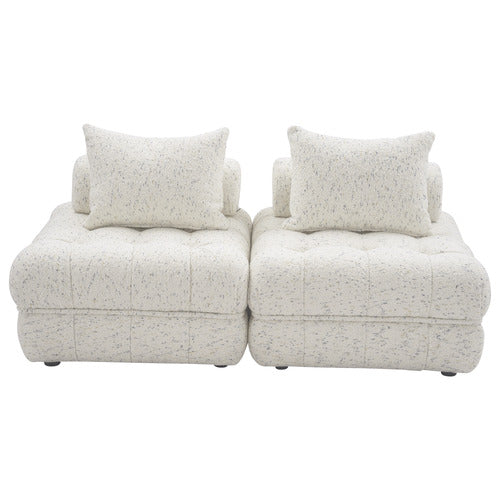 EVER DREAMING LIVING BEIGE ELLA 120CM WOOL-BLEND LOUNGE CHAIRS (SET OF 2)