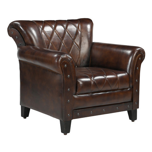 THE DECOR STORE STUDDED LEATHER ARM CHAIR
