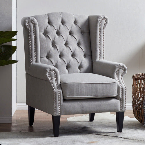 HYDE PARK HOME GREY DUKE WINGBACK ARMCHAIR