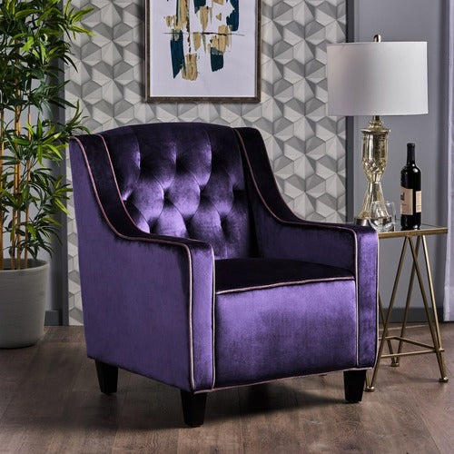 FURNITURE MARKET LARA TUFTED NEW VELVET ARMCHAIR