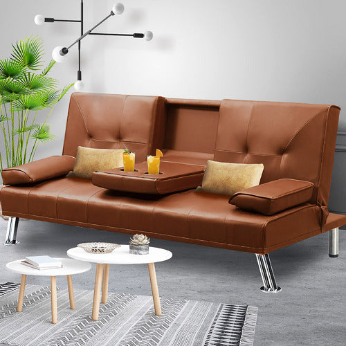 OAKLEIGH HOME CLAUDE 3 SEATER FAUX LEATHER FUTON SOFA BED