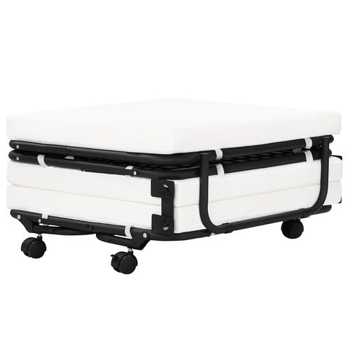 DECOR TRADERS FOLDLUX CONVERTIBLE OTTOMAN SOFA BED WITH CASTORS & SLIPCOVER