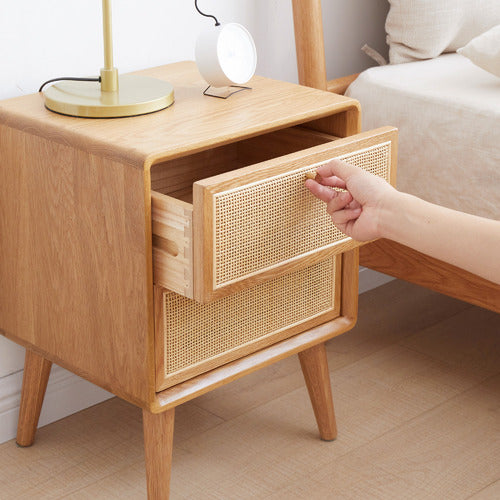 MODERN COLLECTIVE ENZO AMERICAN OAK WOOD BEDSIDE TABLE