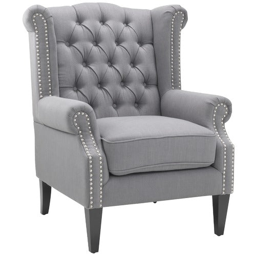 HYDE PARK HOME GREY DUKE WINGBACK ARMCHAIR