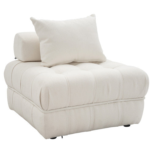 EVER DREAMING LIVING WHITE ELLA 120CM BOUCLE LOUNGE CHAIR