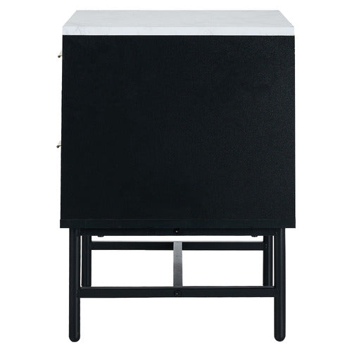 LIVING FUSION HAMMOND 2 DRAWER FAUX MARBLE BEDSIDE TABLE