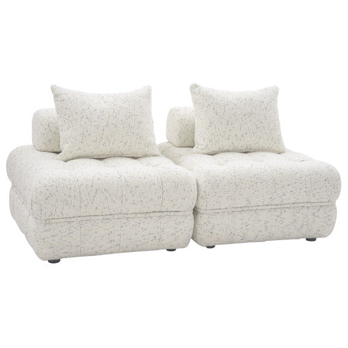 EVER DREAMING LIVING BEIGE ELLA 120CM WOOL-BLEND LOUNGE CHAIRS (SET OF 2)