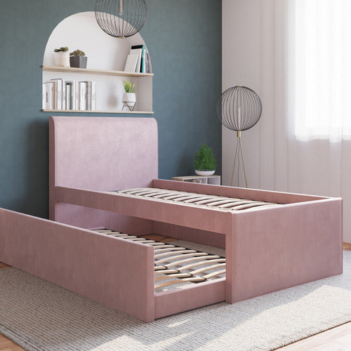 RAWSON & CO SELINA VELVET KING SINGLE BED WITH TRUNDLE