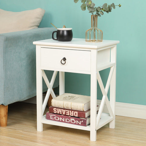 OAKLEIGH HOME WHITE JOELY BEDSIDE TABLE