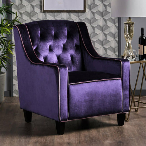 FURNITURE MARKET LARA TUFTED NEW VELVET ARMCHAIR