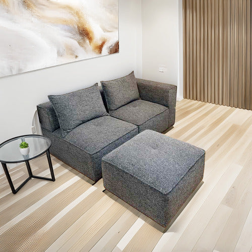 MIKASA FURNITURE RHODES 3 SEATER MODULAR SOFA SET WITH OTTOMAN