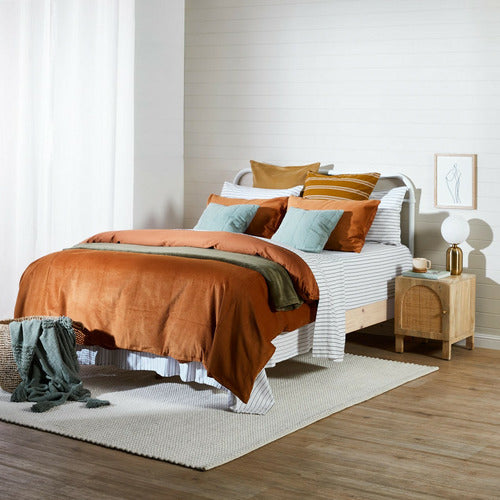 NATURAL ANYA MANGO WOOD & RATTAN BEDSIDE TABLE