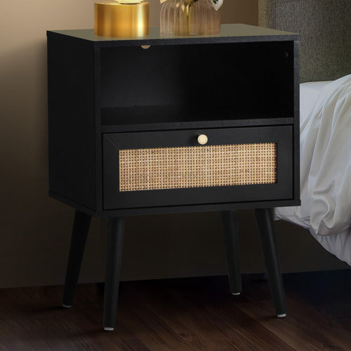 LIVING FUSION BLACK ERIN BEDSIDE TABLE