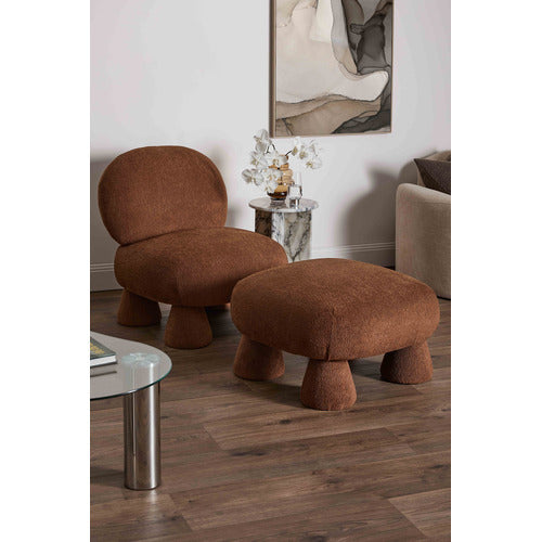 CARAMEL BARNEY BOUCLE ACCENT CHAIR