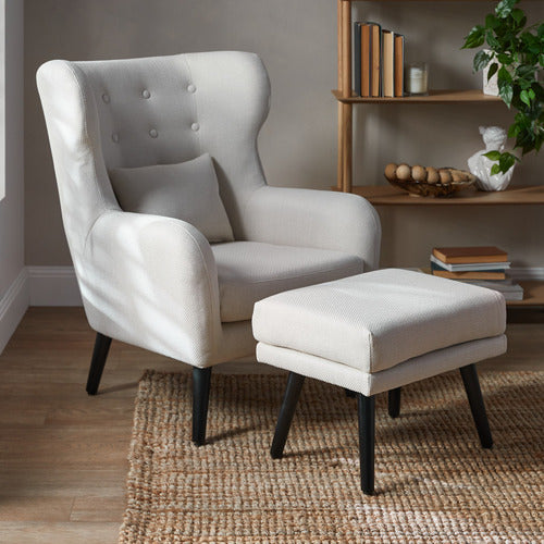 2 PIECE HANOVER UPHOLSTERED ARMCHAIR & FOOTSTOOL SET