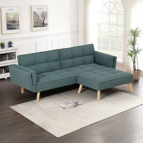 HAVEN COVE FURNITURE AZI 3 SEATER LINEN DOUBLE SOFA BED WITH OTTOMAN SET