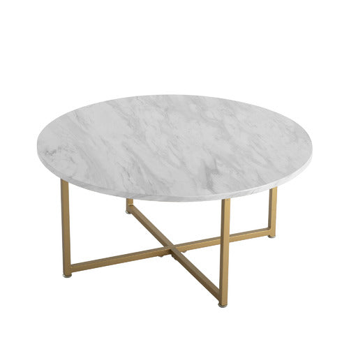 EVER DREAMING LIVING GOLDEN GAEL FAUX MARBLE COFFEE TABLE