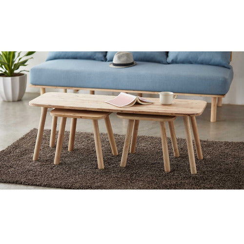 MAJA ANSEL DESIGN 3 PIECE CRICKET RUBBERWOOD NESTING COFFEE TABLE SET