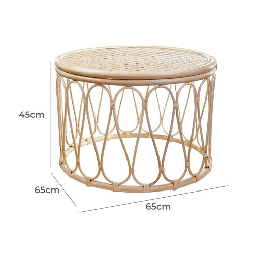ESTUDIO FURNITURE 2 PIECE LOOP RATTAN COFFEE & SIDE TABLE SET