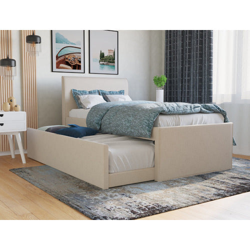 RAWSON & CO LIANNE UPHOLSTERED KING SINGLE BED WITH TRUNDLE