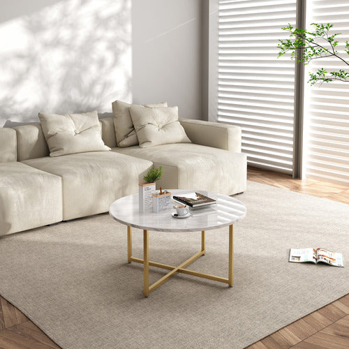 EVER DREAMING LIVING GOLDEN GAEL FAUX MARBLE COFFEE TABLE