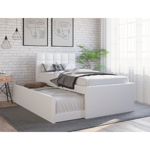 RAWSON & CO LANDA FAUX LEATHER KING SINGLE BED WITH TRUNDLE