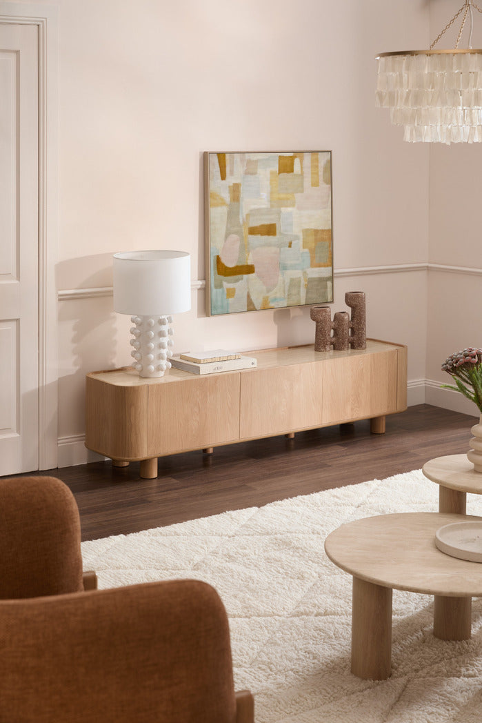 180CM PREMIUM MAGNUS TRAVERTINE STONE-TOP TV UNIT