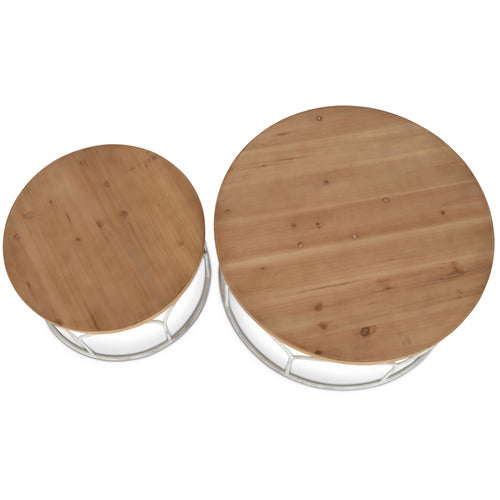SLH HOUSE 2 PIECE STACEY FIR WOOD NESTING COFFEE TABLE SET