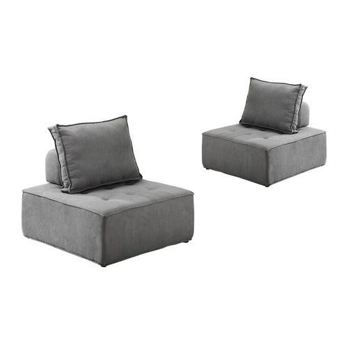 LIVING FUSION ELGA UPHOLSTERED ARMLESS LOUNGE CHAIRS (SET OF 2)