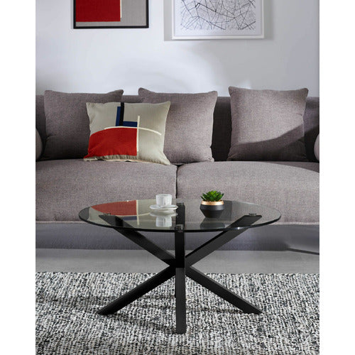 LINEA FURNITURE LIANE GLASS-TOP COFFEE TABLE